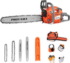 PROYAMA 58CC Gas Powered Chainsaw, 2 Cycle 2.8HP Powerful Chain Saw, 16inch & 20inch Chainsaw Bar, Gasoline Outdoor Cordless Chain Saw for Cutting Forest Wood Garden Trimming Tools