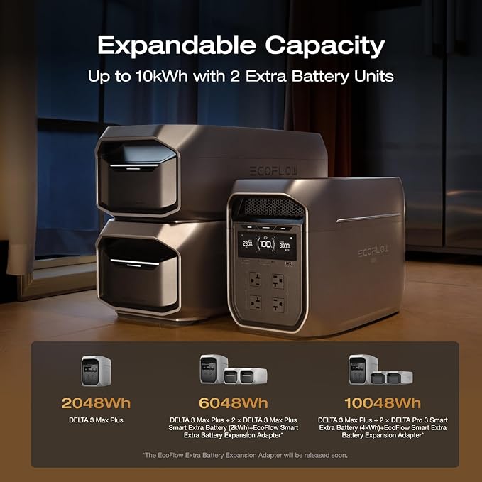 EF ECOFLOW Portable Power Station DELTA 3 MAX Plus with DELTA 3 MAX Plus Extra Battery