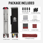 CROWN SHADES 11x11 Pop Up Gazebo, Patented One Push Outoor Canopy Tent with Wheeled STO-N-Go Cover Bag, Pop Up Canopy with Netting for Patio, Backyard (11x11, Red &Grey)