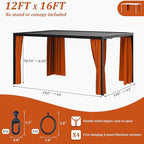 Gazebo Universal Replacement Privacy Curtain,12'×16' Gazebo Outdoor Waterproof Curtains, 4-Panels Sidewall Curtains with Double Zipper for Patio Canopy, Garden and Backyard (Curtain Only)