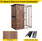 Aivituvin Outdoor Storage Shed with Floor, Garden Tool House with Metal Frame Structure, Large Wooden Cabinet with Adjustable Shelves for Backyard Garden Patio (Dark Brown)