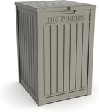 55 Gallon Coffee Resin Deck Box - Lockable, Rust-Resistant Outdoor Storage for Gardens & Patios - Waterproof Bench-Style Box with Handles