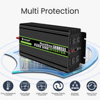 Novopal 1500W Pure Sine Wave Inverter, 12V DC to 110V/120V AC Car Power Converter, DC-AC Power Inverter with 4 Outlets, High-Power Interface，16ft Remote Control, LCD Display