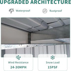 Outdoor Storage Shed, 8x6 FT Metal Garden Shed with Double Doors, Galvanized Steel, Waterproof and Rustproof, Gray