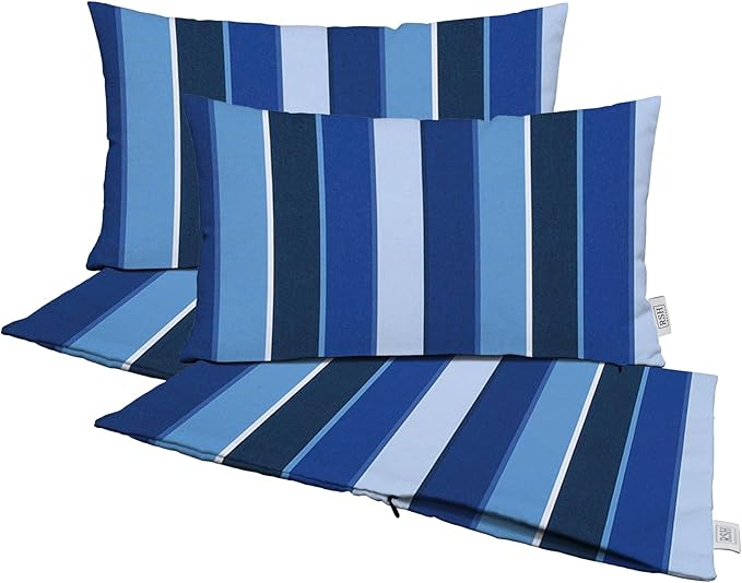 RSH DECOR: Sunbrella Pillow Covers Set of 4 | Covers Only - 26" x 16" | Outdoor Lumbar Pillow Covers Crafted with Sunbrella Performance Fabric | Milano Cobalt