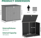 Uhomepro 4.6 Ft. X 4.1 Ft Outdoor Horizontal Storage Shed, Resin Storage Shed with Double Lockable Doors, Ideal for Garbage Can Storage and Garden Tools, Strong Water Resistance