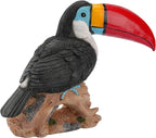Elenon Toucan on Stump Garden Statue Decorative, Adorable Flower Bed 11 inch High Lifelike Bird Animal Outdoor Decor, Funny Yard Patio Art Sculptures Table Ornament, Red Mouth