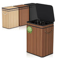 80 Liter/21 Gallon Large Trash Can with Lid, Garbage Bin Wastebasket Made of Bamboo, Outdoor Garbage Can/Waste Bin for Home, Office, Bathroom, Kitchen 24" HX15.8 WX11.8 D (Advanced Walnut)