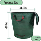 Reusable Yard Waste Bags,with Lid Extra Large Lawn Leaf Bags with Gardening Gloves,Standable Garden Waste Bag With 4 Handles,Container for Leaves,Lawn Debris & Grass Clippings(132Gallon)