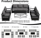 Outdoor Patio Furniture Set, 6-Piece Aluminum Patio Conversation Set All-Weather Metal Outdoor Sectional with 6 Inch Thick Cushions, Deep Setting for Garden, Outside and Porch