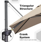 PURPLE LEAF 9' X 11.5' Patio Umbrella Outdoor Cantilever Rectangle Umbrella Aluminum Offset Umbrella with 360-degree Rotation for Garden Deck Pool Patio Taupe