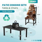 LOUNZY 9 Pieces Patio Dining Sets,Outdoor HDPE Furniture Set for 8 w/ 2" Hole Cut-Out Dining Table with 8 Patio Chairs(2 W/Armrest, 6 w/o Armrest),Black