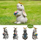 Solar Garden Statue LED Outdoor Garden Decor Funny Animal Sculpture for Yard Patio Lawn Weatherproof Resin Birthday Art Gift（Rabbit and Butterfly）