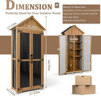 Outdoor Storage Cabinet Waterproof, Outdoor Storage Shed with Shelves, Wood & Metal Patio Backyard Garden Storage Cabinet Tool Organizer for Outside