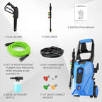 2025 New 5000PSI Pressure Cleaner, Power Cleaner with 33FT Resistant Extension Hose and 4 Nozzles, Compatible with Undercarriage Cleaners, Professional Powerwashers for Home/Car(Blue)