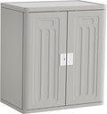 Amopatio Outdoor Storage Cabinet Waterproof with 1 Shelf, Patio Storage Shed All Weather Use for Lawn Care Accessories, 19.7" D x 29.5" W x35.4 H, Gray