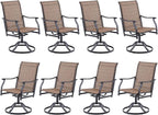 Soohow Swivel Outdoor Dining Chairs Set of 8, Patio Swivel Dining Chair with Textilene Fabric, Outdoor Metal Armchair All Weather Resistant, Ergonomic Comfort, Perfect for Patio, Backyard, Balcony