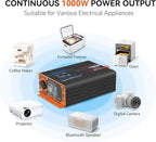 1000W Pure Sine Wave Inverter, Car Power Inverter 12V to 110V 120V, DC to AC Converter Generator with AC Outlets 3.0A USB Type-C, Remote Controller LCD Display Truck Inversor for Vehicles, RV