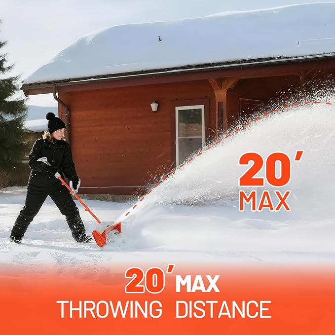 Litheli Electric Snow Shovel Cordless 20V, Lightweight Battery Powered Snow Blower with 4.0Ah Battery, Easy Snow Removal Tool for Driveways, Sidewalks, Patios and Decks