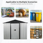8ft 4ft Outdoor Metal Storage Shed with Sliding Door & Foundation – Durable, Weather -, Lockable for, Tools & Equipment (White + Black) (1 Doors)