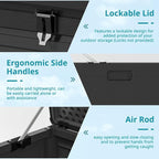 HUGROVE Resin Deck Box, 130 Gallon Outdoor Storage Box with Lockable Lid, Waterproof Patio Storage for Garden Tools & Outdoor Accessories (Dark Black) (Dark Black)
