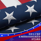 High Wind American Flag for Outdoor 10x15 Ft - Heavy Duty Allegiance US Flag with Embroidered Stars, Sewn Stripes & Brass Grommets All Weather Fade Resistant for Outside Use