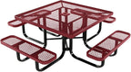 COATEDOUTDOORFURNITURE Heavy-Duty Portable Outdoor Kids Table with Umbrella Hole, Expanded Metal Kids Picnic Table, Commercial-Grade, Made in America (46 in, Square, Childrens, Burgundy)