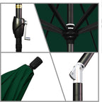 California Umbrella GSPT908302-5446 9' Round Aluminum Market, Crank Lift, Push Button Tilt, Black Pole, Sunbrella Forest Green Patio Umbrella, 9-Feet