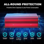 Power Inverter 2000 Watt, Modified Sine Wave Power Converter 2000W DC 12V to 110V AC Car Inverter with 2.4A USB Ports 3 AC Outlets Red
