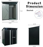 5X3 FT Outdoor Storage Shed, Waterproof Metal Garden Sheds with Lockable Door, Steel Tool Storage Buildings Shed & Outdoor Storage House for Garden, Backyard, Patio, Lawn, Trash Cans(Black)