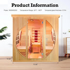 ZONEMEL Infrared 2 Person Wooden Sauna Room with Recliner, Canadian Hemlock Luxury Indoor Sauna with 10 Heaters, Oxygen Bar, 3400 Watt,Full Spectrum Infrared Therapy Wood Dry Heat Sauna, 220V