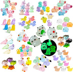 Luminous Mini Resin Animals 220 Pcs Glow in Dark to Hide Tiny Resin Animals Figurines Mini Ducks Mushroom Dinosaurs for DIY Garden Miniatures Fairy Garden Accessories