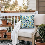 LVTXIII Outdoor Throw Pillows 18x18 Patio Waterproof Square Pillows with Piping Fade Resistant Accent Pillow for Spring Summer Garden Decoration, Set of 2, Leaves Multi