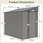 4x8 FT Outdoor Storage Shed,Lean to Lockable Metal Garden Shed Steel with Reinforced Beams,All Weather Waterproof Storage House W/Lockable Door&2 Air Vents,for Backyard,Patio,Lawn,Garden,Gray