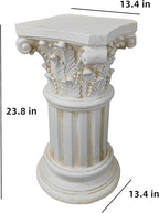 Exquisite Magnesium Oxide Corinthian Greek Column Pillar with Stand Base Pedestal for Indoor Outdoor Garden Backyard Courtyard Patio Office Decor23.9’’High,White