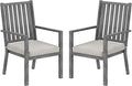 Patio Dining Chair Set of 2, Aluminum Outdoor Dining Chairs with Waterproof Cushions, Metal Outdoor Patio Furniture Seating for Porch, Balcony, Deck, Backyard, Gray