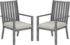 Patio Dining Chair Set of 2, Aluminum Outdoor Dining Chairs with Waterproof Cushions, Metal Outdoor Patio Furniture Seating for Porch, Balcony, Deck, Backyard, Gray