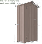 KEIKI Outdoor Storage Shed 2.5' x 1.4', Metal Tool Cabinet with Sloping Roof & Lockable Door, Small Top Tall Shed for Backyard, Garden, Patio, Lawn, Brown