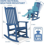 Outdoor Rocking Chair, Oversized All Weather High Back Porch Rocker, Patio Rockers for Outside