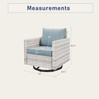 Luxury Outdoor Swivel Rocker Patio Chairs Set of 2, Swivel Patio Chairs for Porch, Yard, Deck, Poolside, Light Grey/Light Blue