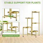 iDavosic.ly 5 Tier Large Plant Stand Indoor, 10 Inch Wide Tall Corner Metal Plant Stands Outdoor for Multiple Plants, Folding Tiered Flower Display Holder Rack Shelf, Gold