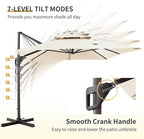 JZAC & QZYD 10 X 13 FT Cantilever Patio Umbrella Outdoor Rectangle Offset Large Double Top Heavy Duty Umbrellas with 360° Rotation for Pool Deck Backyard Garden, Beige