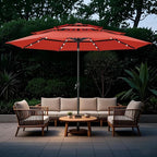 GREEN PARTY 10ft Outdoor Patio Umbrella, Auto-Tilt Market Table Umbrellas with Crank, 8 Sturdy Ribs & 1.5" Pole UV Protection for Garden Deck Backyard Pool