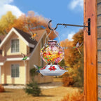 BOLITE Hummingbird Feeder, Hand Blown Glass Hummingbird Feeders for Outdoors Hanging, with Ant Moat and 5 Feeding Ports, 22 Ounces, Peony Flower Shape, Purple, Gifts for Women Men, Gifts for Mom Dad