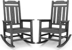 SERWALL HDPE Rocking Chair Set of 2, All Weather Patio Rocking Chair, HDPE Poly Rocking Chair for Adults, Heavy Duty Front Porch Rocker, Gray