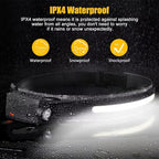 Headlamp Rechargeable, 230° Wide Beam Head Lamp LED with Motion Sensor for Adults - Camping Accessories Gear, Waterproof Head Light Flashlight for Hiking, Running, Repairing, Fishing, Cycling