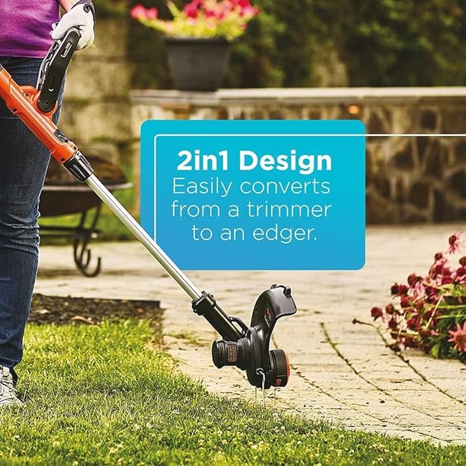 BLACK+DECKER 40V Max Cordless Leaf Blower and Weed Eater Combo with Battery and Charger, String Trimmer and Weed Wacker with Automated Feed Spool (LCC340C)