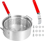 Aluminum Fish Fryer Pot with Basket | 10QT Deep Frying Pot with Handle | Outdoor Oil Fryer pan with Fry Basket | Cooking Pot | Fried Chicken, Fish, Seafood, Turkey Legs, French Fries