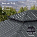 PURPLE LEAF 12' X 28' Large Hardtop Gazebo Aluminum Gazebo with Galvanized Steel Double Roof for Patio Lawn and Garden, Curtains and Netting Included Grey