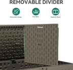 YITAHOME 200 Gallon Extra Large Deck Box, Double-Wall Resin Outdoor Storage Box with Flexible Divider for Patio Cushions Pool Supplies Garden Tools, 990 lbs Load Capacity, Lockable (Light Brown)